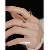 Anel Elegante Meilade Pedra Olho de Tigre Outono Inverno para Mulheres, Fashion e Versátil, Anel Único para Dedo Indicador, Empilhável, Anel Minimalista Retrô