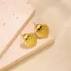 Pendientes de titanio y acero con diseño geométrico irregular de cuerpo entero, presión de aceite, oro de 18 quilates, para mujer, moda, pendientes de alta gama, venta al por mayor