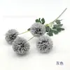 4 Cabezas de Crisantemo de Tallo Único Flores Artificiales, Flores Falsas para Arreglos de Boda, Flores Artificiales para Decoración de Sala de Estar, Flores de Seda Crisantemo Ping Pong