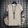 2024 Nueva Moda de Primavera Suéter de Cuello Redondo Jersey Camiseta Base Suéter para Hombre Color Sólido Camisa de Manga Larga Hombre Trendy