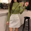 Suéter de Cuello Medio Alto de Calidad Manga Larga Tejido de Punto para Mujer Otoño Invierno Nuevo Estilo Capa Interior Capa Base Ajustado Ceñido Viaje