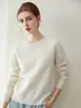 Suéter redondo de 100% cachemir puro para mujer, suave y amigable con la piel, cálido jersey de manga larga, versátil camiseta básica de punto para otoño e invierno