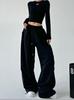 Pantalones de chándal grises americanos para mujer en otoño 2025 nuevos de cintura alta rectos holgados casuales pantalones de chándal peto pantalones de pierna ancha