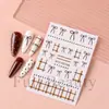Belleza Total Transfronterizo Nuevas Pegatinas para Uñas Ins Francesas Cuadrícula Tic-Tac-Toe Línea Moño Pegatinas para Uñas