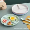 Prato Dividido Prato de Alto Valor de Cor Prato de Redução de Gordura Prato Doméstico para Comida Ocidental Plástico Separado Prato de Café da Manhã Salah