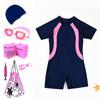 Traje de baño para niños, traje de entrenamiento de natación para niños y niñas, mismo tejido suave de secado rápido, traje de baño de una pieza, venta al por mayor