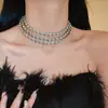 Colar Simples de Camadas com Cravação de Diamantes Estilo Europeu e Americano Tendência Personalizada Gargantilha Luxo Acessível Colar Choker de Alta Qualidade