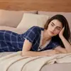 Pijama de Cuadros Estampados de Comercio Exterior, Camisón Dulce de Punto, Camisón Largo de Encaje Sexy de Verano para Mujer, Ropa de Casa
