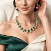 Set de Collar y Pendientes de Perlas Sintéticas y Piedras Preciosas Estilo Retro Europeo para Mujer Sensación de Alta Gama Accesorios para Novia Banquetes de Boda Vestidos de Noche