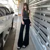 26 novos estilos em 2 cores, jeans flare retrô americano hot girl de cintura baixa levemente elástico versátil para primavera-verão emagrecedor para mulheres