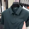 Camiseta de Manga Corta para Hombre de Lujo Ligero, Nuevo Estilo Veraniego, Camisa Polo Versátil de Seda Helada con Cuello para Papás de Edad Media