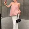 2026 Chica Sexy Caliente Vibras Blanco Puro Deseo Sexy Estilo Francés Gama Alta Verano para Mujer Top sin Tirantes con Cinta