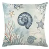 Funda de Almohada Súper Suave Estilo Nuevo Transfronteriza Estampado de Tortuga Marina Profunda y Caracola Adornos Festivos para Sofá Cojín Cojín