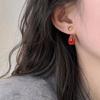 Pendientes Retro de Vidrio Rojo Goteo para Mujer Simples 2024 Nuevas Explosiones Dos Pendientes Pendientes Avanzados de Año Nuevo