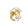 Anel Cruzado Europeu e Americano com Zircônia Microincrustada Coração Borboleta Banhado a Ouro 18K Aço Inoxidável Aberto Ajustável para Acessórios Femininos