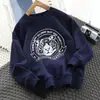 Camiseta de moletom de algodão puro com desenho animado para meninos 2024 primavera e outono nova chegada Zhongda infantil solta all-match moda casual top
