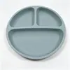 Prato de Silicone Redondo com Ventosa Mais Vendido da Amazon para Bebês e Crianças Pequenas, Antiperda, Três Compartimentos Fixos com Rosto Sorridente