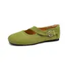 Zapatos de mujer Mary Jane estilo retro francés de piel de oveja 2026 nuevo estilo con falda, punta cuadrada, bailarinas planas