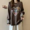 Sudadera Interior Térmica de Felpa Engrosada para Mujer, Nuevo Estilo Primavera y Otoño, Corte Holgado, Adelgazante, Forrada de Felpa, Cálida, Manga Larga, Talla Grande