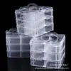 Caixa de Armazenamento Transparente de Três Camadas Caixa de Joias com Fivela em Camadas Caixa de Joias de Hardware com Tampa Caixa de Plástico Caixa de Remédios Caixa de Palitos de Dente