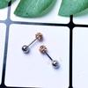 Tendencia de moda coreana, taladro de una sola cabeza, clavo de hueso de oreja, taladro en espiral, bola, alergia, aguja fina de 4 mm y 0,8 mm