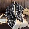 Diamante xadrez cachecol Chanel estilo Camélia elegante elegante lenço de seda 90 centímetros grande lenço quadrado sarja xale de seda cachecol das mulheres