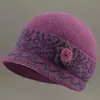 Moda Otoño e Invierno para Mujeres de Mediana Edad y Mayores, Versátil, con Lazo, de Piel de Conejo, Tejido, con Forro de Terciopelo, Gorro de Pescador, Gorro de Lana