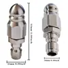 Boquilla de Acero Inoxidable de Alta Presión para Desatascar Tuberías de Alcantarillado Enchufe Rápido de 1/4 Cabeza de Ratón de Agua Seis Atrás Una Adelante 5000 Psi