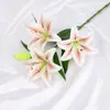 Lirio Artificial Impreso en 3D con 3 Cabezas de Flor Pequeñas y 1 Capullo, Adecuado para Decoraciones de Bodas, Salones de Bodas y Decoración del Hogar
