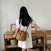 Bolsa tiracolo mini com cordão estilo coreano Harajuku casual fofa artística simples bolsa balde