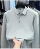 Camisa tipo polo de negocios casual de alta gama para hombre para primavera y otoño, con cuello camisero, elástica, transpirable, de manga larga, corte ajustado, como base