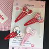 Gran lazo rojo con forma de gato kt, pinza BB, flequillo con forma de corazón para niña, horquilla lateral, tocado de dibujos animados para mujer, bonitos accesorios para el cabello.