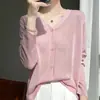 Cárdigan de Protección Solar para Mujer Chaqueta Fina de Punto Estilo Nuevo Verano 2026 Estilo Retro Suave Holgado y Versátil Top de Manga Larga