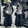 Sudadera con capucha de otoño para niñas transfronteriza 2026 nuevo modelo sudadera con bloques de color para niños mayores sudadera acanalada