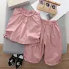 Conjunto de Verano para Niña Elegante de Color Sólido Ropa Delgada para Bebé con Chaleco sin Mangas de Encaje y Pantalones de Pierna Ancha Conjunto de Dos Piezas