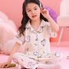 2025 versión coreana de pijamas para niños cárdigan para niñas lindo dibujos animados primavera y otoño manga corta pantalones ropa de casa para niñas venta al por mayor