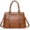 Bolsa de ombro multi-bolsos para comércio exterior transfronteiriço, bolsa de mão grande de couro macio lavado vintage, bolsa transversal crossbody transfronteiriça atacado