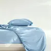 Ventas directas del fabricante: Juego de cuatro piezas transfronterizo de sábanas bajeras, sábanas, fundas de almohada, ropa de cama hipoalergénica, juego de ropa de cama para el hogar de color liso