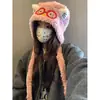 Lindo Sudadera con Orejas de Gato y Gafas para Mujer Versión Coreana Moda de Nicho Cálida Protección para los Oídos Resistente al Frío Adelgazante Facial Tendencia
