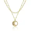 Collar Colgante de Moneda Europea y Americana de Amazon Cadena de Moda Abierta en Capas Tendencia Joyería de Cadena Regalo para Mujeres