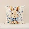 Almohada de Pascua de Amazon Funda de Almohada con Estampado de Conejo Floral Cojín para Decoración del Hogar Funda de Almohada de Lino