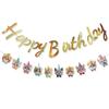 Bandera para tirar de la fiesta de cumpleaños de mascotas para gatos, traje de flores, decoración para tartas de gatos de colores, complemento