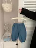 Conjunto Estiloso de Suspensório Camada Falsa Duas Peças para Meninas Estilo Coreano, Conjunto Casual de Calça de Bolinhas Moda Bebê