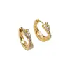 Brincos Pequenos Argola Cruz Dupla Rai Diamante Prata 925 Banhado a Ouro 18K Sólido Exquisitos para o Dia a Dia Argola Torcida Luxo Leve Avançado