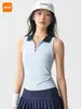 Conjunto de tênis esportivo novo de verão com gola polo, bojo no peito, color block, secagem rápida, top esportivo sem mangas, conjunto de tênis feminino
