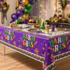 Mantel de Mesa para Carnaval Transfronterizo Personalizado por el Fabricante, Mantel de Cumpleaños con Máscara Morada, Mantel de Mesa para Fiesta Peva Impermeable y a Prueba de Aceite
