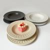 Plato de Cena Estilo Europeo con Relieve Estilo Occidental, Plato de Cena de Cerámica Mate, Plato de Arroz para el Hogar, Bol para Verduras, Bol Estilo Sombrero de Paja, Plato para Pasta, Estilo Retro