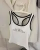 Camisole estilo americano picante para garotas, com blocos de cor, gola halter, com bojos embutidos, lindo design nas costas, peça para usar por cima, top sem mangas
