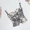 Camisola Vintage de Corte Justo Estilo Francês, Top Tubo Pintura a Tinta Estilo Palácio de Luxo Leve, Sutiã Costela de Peixe com Estampa de Cabeça de Tigre para Menina Ousada