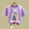 Camisetas de Verano de Manga Corta para Niñas, Nuevo Estilo, Lindas, Estilo Coreano, de Verano, Media Manga, Algodón Puro, Estampadas, Modernas, para Niños Pequeños y Medianos